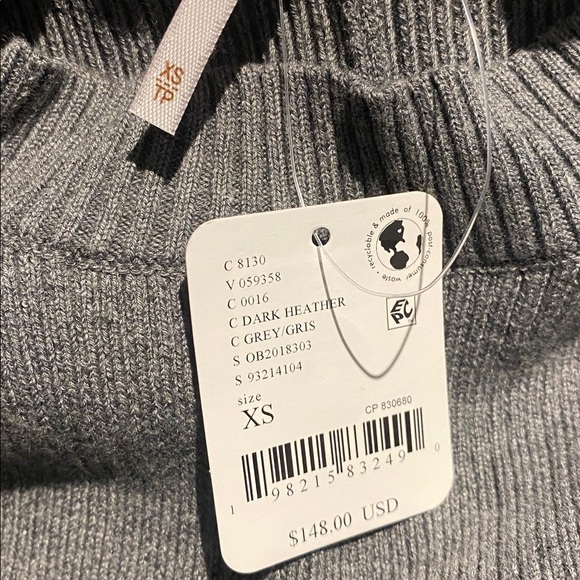 Free People Time On My Side Mini Sweater Dress Dark Heather Grey Size XS NWT - Picture 17 of 17